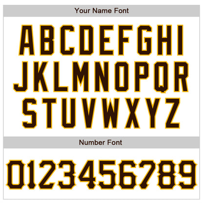 Custom White Brown-Gold 3D Pattern Design Abstract Splash Authentic Baseball Jersey - Sky-Custom