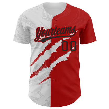 Custom Graffiti Pattern Black-Red 3D Scratch Authentic Baseball Jersey - Sky-Custom