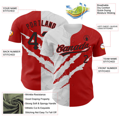 Custom Graffiti Pattern Black-Red 3D Scratch Authentic Baseball Jersey - Sky-Custom