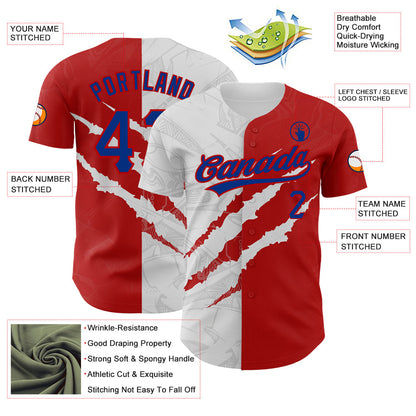 Custom Graffiti Pattern Royal-Red 3D Scratch Authentic Baseball Jersey - Sky-Custom