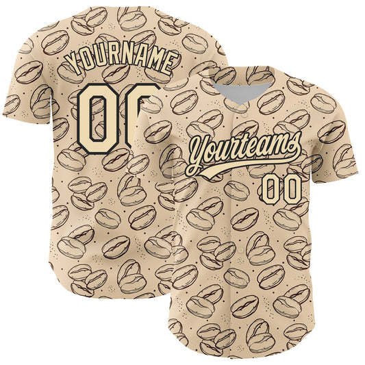 Custom City Cream Black 3D Pattern Design International Coffee Day Authentic Baseball Jersey - Sky-Custom