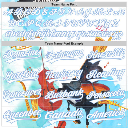 Custom White Light Blue 3D Pattern Design Music Festival Authentic Baseball Jersey - Sky-Custom
