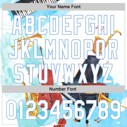 Custom White Light Blue 3D Pattern Design Music Festival Authentic Baseball Jersey - Sky-Custom