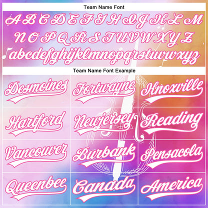 Custom Pink White-Purple 3D Pattern Design Music Festival Authentic Baseball Jersey - Sky-Custom