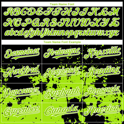 Custom Black Neon Green-White 3D Pattern Design Abstract Splash Grunge Art Authentic Baseball Jersey - Sky-Custom