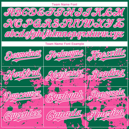 Custom Kelly Green Pink-White 3D Pattern Design Abstract Splash Grunge Art Authentic Baseball Jersey - Sky-Custom