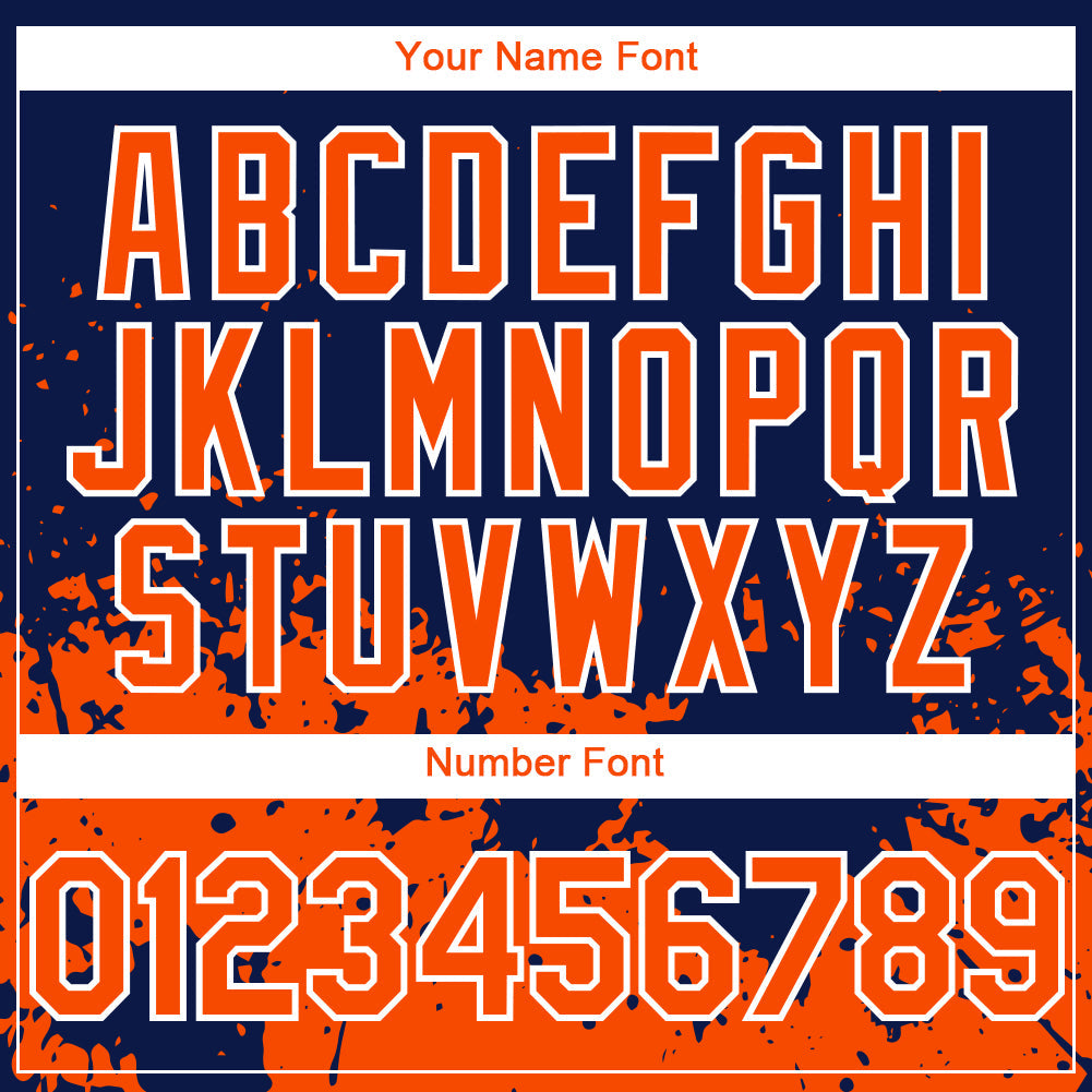Custom Navy Orange-White 3D Pattern Design Abstract Splash Grunge Art Authentic Baseball Jersey - Sky-Custom