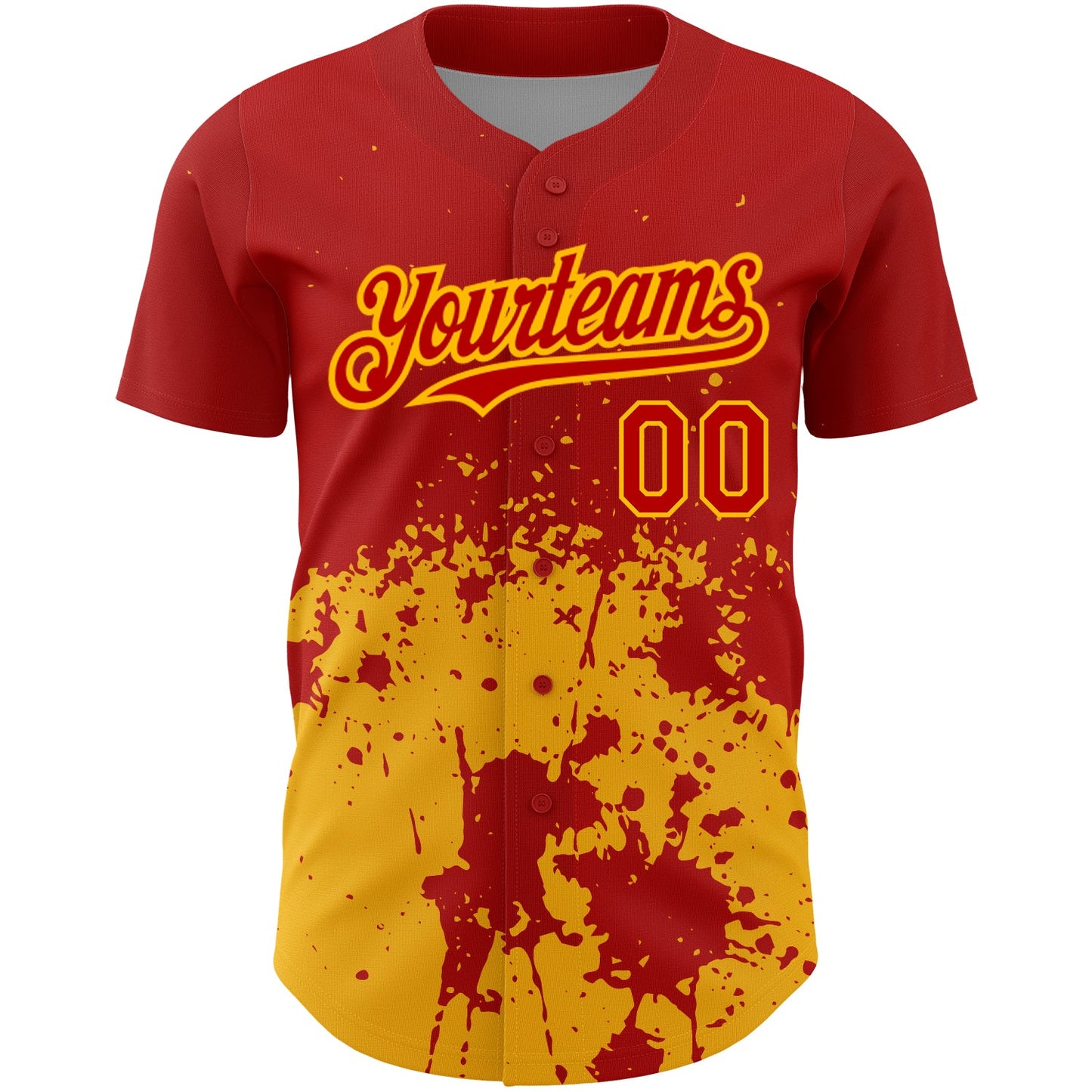 Custom Red Gold 3D Pattern Design Abstract Splash Grunge Art Authentic Baseball Jersey - Sky-Custom