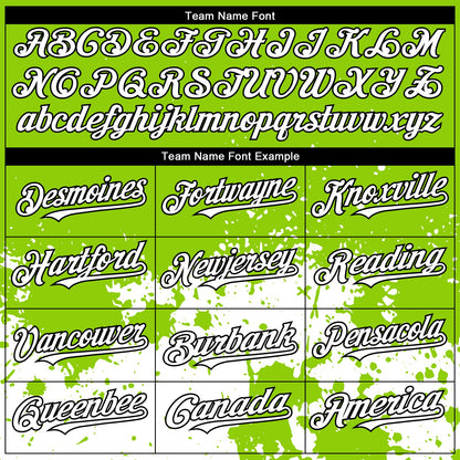 Custom Neon Green White-Black 3D Pattern Design Abstract Splash Grunge Art Authentic Baseball Jersey - Sky-Custom