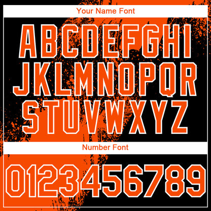Custom Black Orange-White 3D Pattern Design Abstract Brush Stroke Authentic Baseball Jersey - Sky-Custom