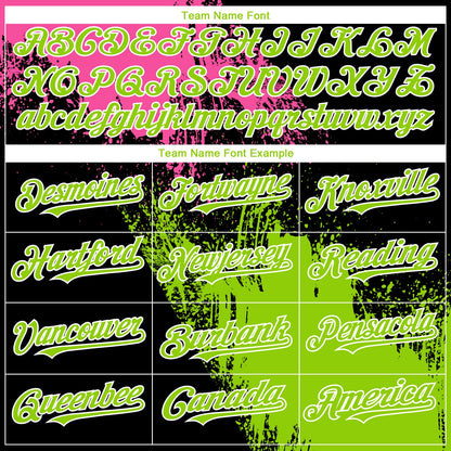 Custom Black Neon Green-Pink 3D Pattern Design Abstract Brush Stroke Authentic Baseball Jersey - Sky-Custom