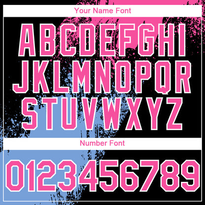 Custom Black Pink-Light Blue 3D Pattern Design Abstract Brush Stroke Authentic Baseball Jersey - Sky-Custom