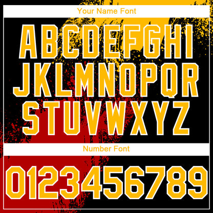 Custom Black Gold-Red 3D Pattern Design Abstract Brush Stroke Authentic Baseball Jersey - Sky-Custom