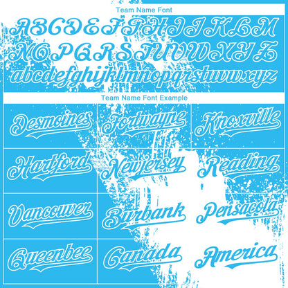 Custom Sky Blue White 3D Pattern Design Abstract Brush Stroke Authentic Baseball Jersey - Sky-Custom
