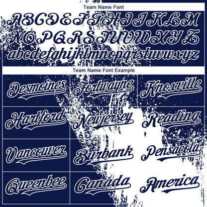 Custom Navy White 3D Pattern Design Abstract Brush Stroke Authentic Baseball Jersey - Sky-Custom