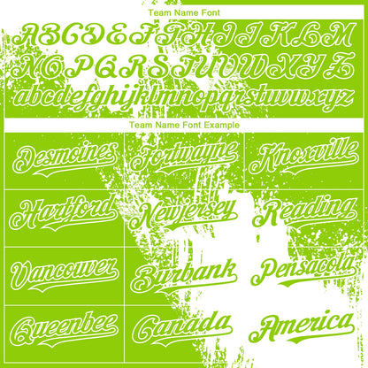 Custom Neon Green White 3D Pattern Design Abstract Brush Stroke Authentic Baseball Jersey - Sky-Custom
