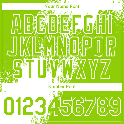 Custom Neon Green White 3D Pattern Design Abstract Brush Stroke Authentic Baseball Jersey - Sky-Custom