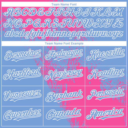Custom Light Blue Pink-White 3D Pattern Design Abstract Brush Stroke Authentic Baseball Jersey - Sky-Custom
