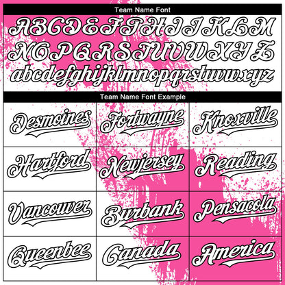 Custom White Pink-Black 3D Pattern Design Abstract Brush Stroke Authentic Baseball Jersey - Sky-Custom
