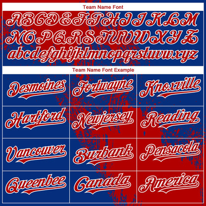 Custom Royal Red-White 3D Pattern Design Abstract Brush Stroke Authentic Baseball Jersey - Sky-Custom