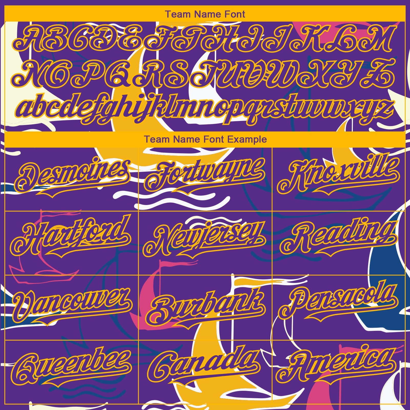 Custom Purple Gold 3D Pattern Design Sailing Boats Authentic Baseball Jersey - Sky-Custom
