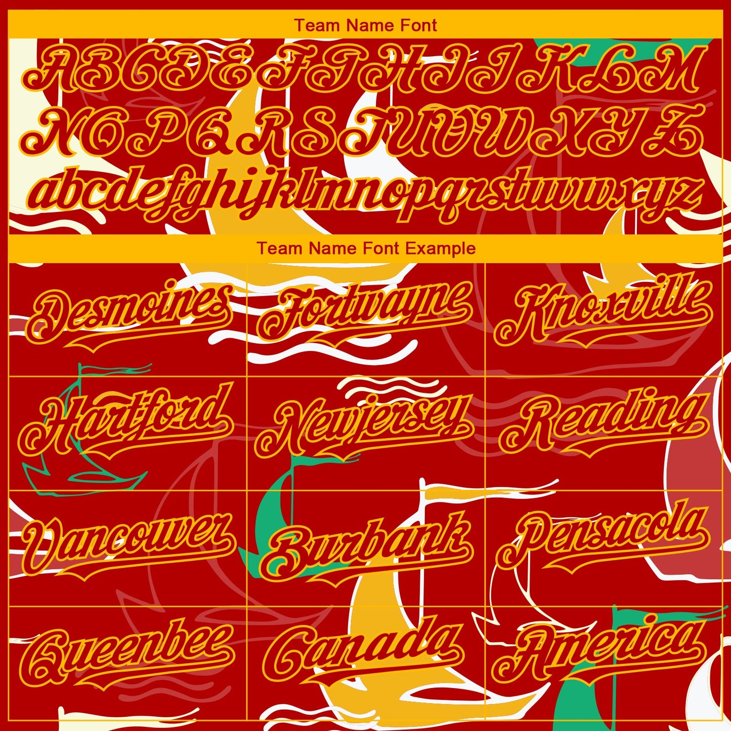 Custom Red Gold 3D Pattern Design Sailing Boats Authentic Baseball Jersey - Sky-Custom