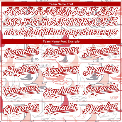 Custom White Red 3D Pattern Design Sailing Boats Authentic Baseball Jersey - Sky-Custom