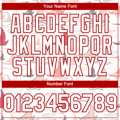 Custom White Red 3D Pattern Design Sailing Boats Authentic Baseball Jersey - Sky-Custom