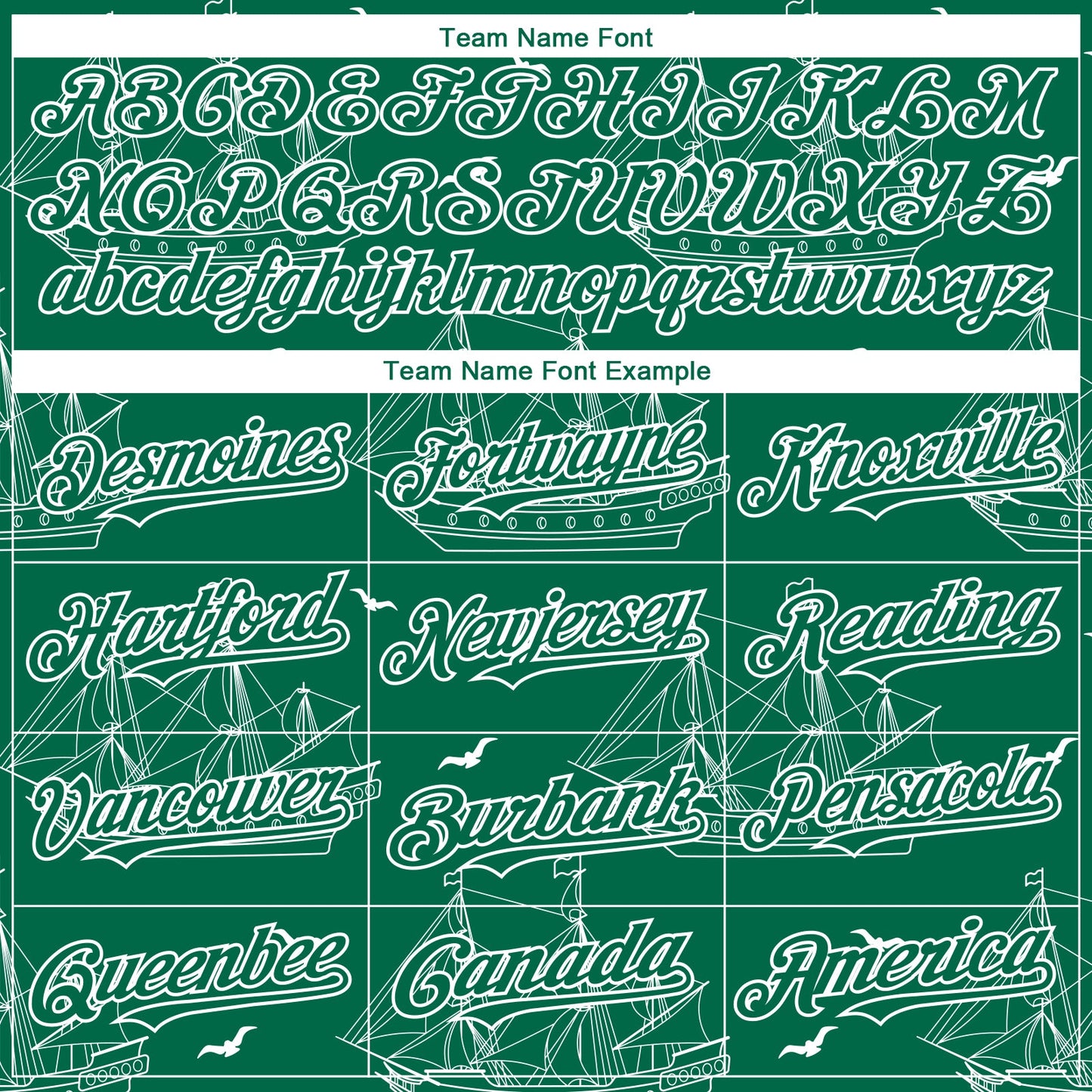 Custom Kelly Green White 3D Pattern Design Ship Frigate With Seagulls Authentic Baseball Jersey - Sky-Custom