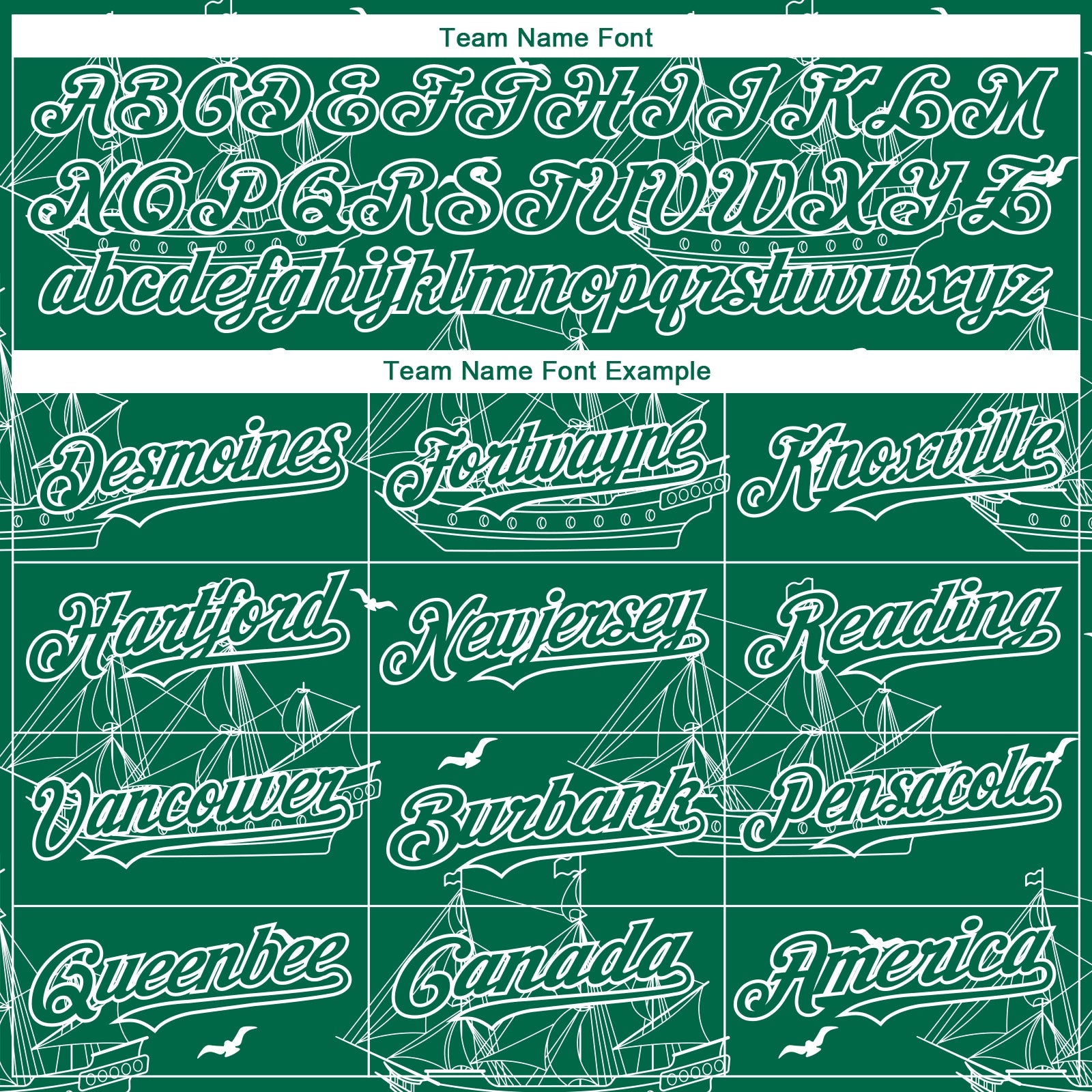 Custom Kelly Green White 3D Pattern Design Ship Frigate With Seagulls Authentic Baseball Jersey - Sky-Custom