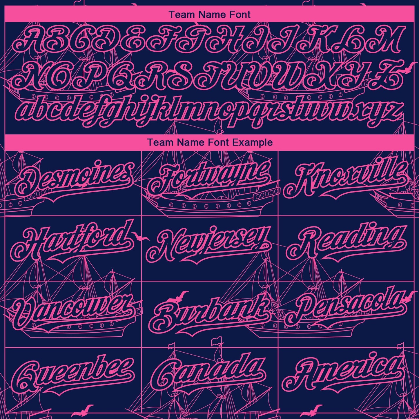Custom Navy Pink 3D Pattern Design Ship Frigate With Seagulls Authentic Baseball Jersey - Sky-Custom