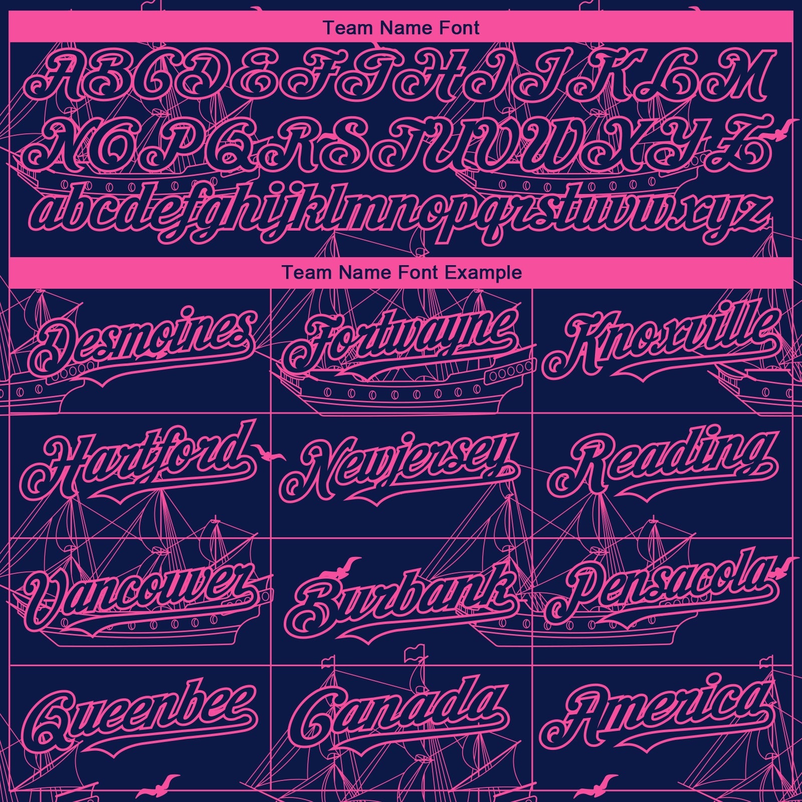 Custom Navy Pink 3D Pattern Design Ship Frigate With Seagulls Authentic Baseball Jersey - Sky-Custom