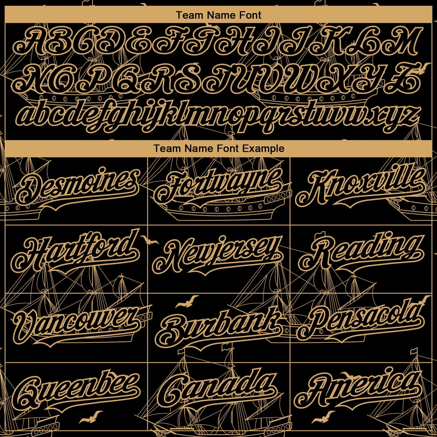 Custom Black Old Gold 3D Pattern Design Ship Frigate With Seagulls Authentic Baseball Jersey - Sky-Custom
