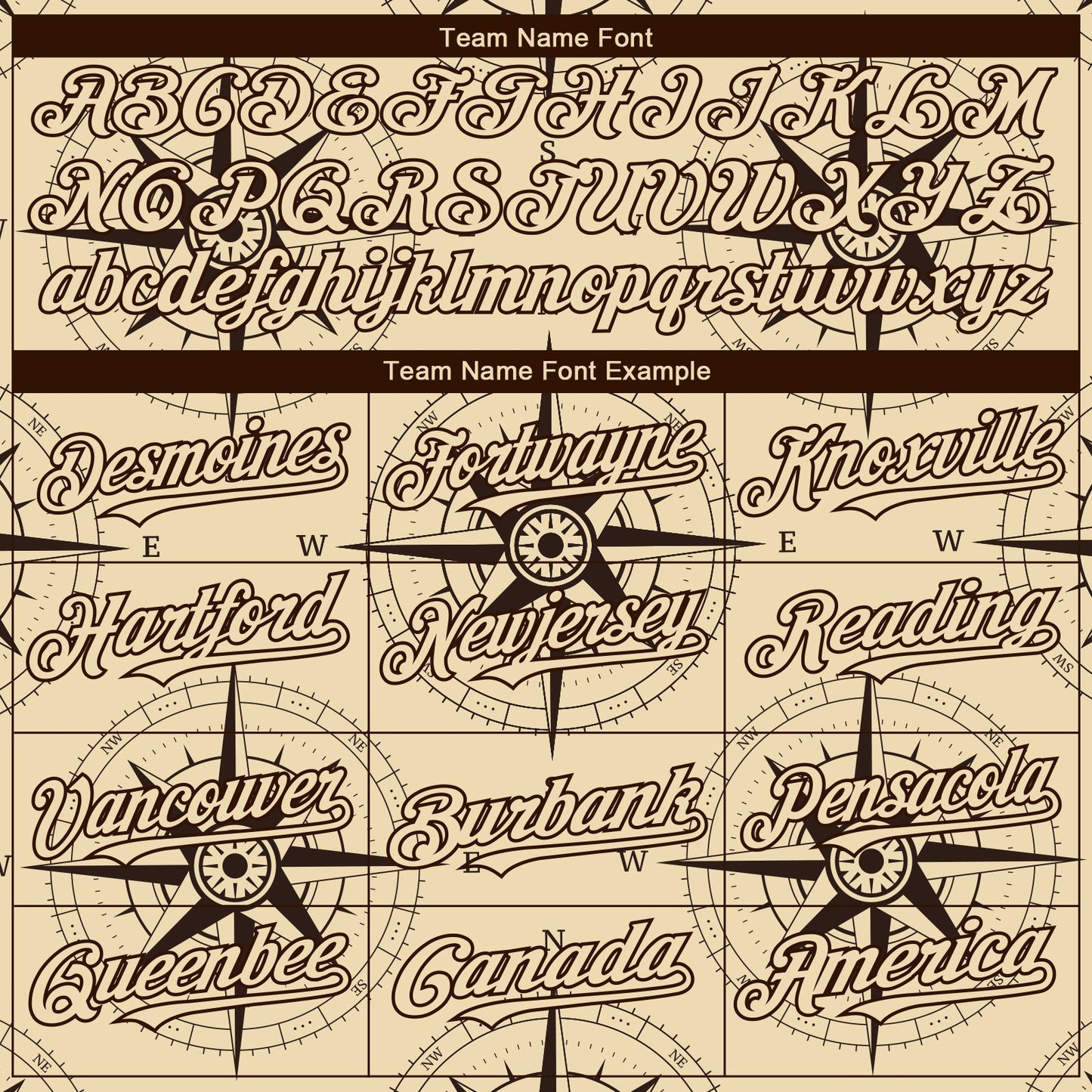 Custom Cream Brown 3D Pattern Design Navigation Compass Authentic Baseball Jersey - Sky-Custom
