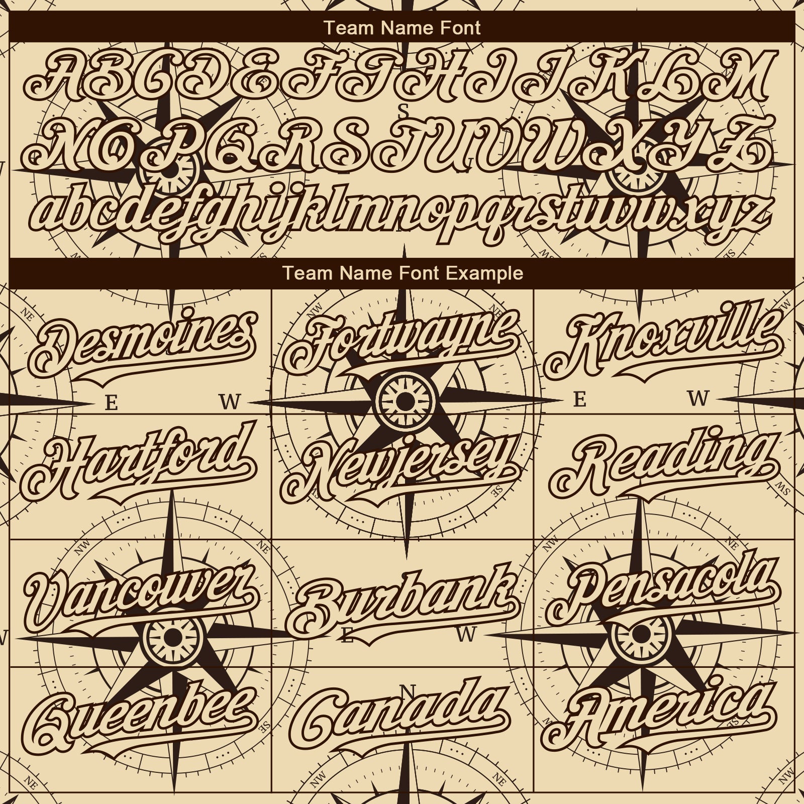 Custom Cream Brown 3D Pattern Design Navigation Compass Authentic Baseball Jersey - Sky-Custom