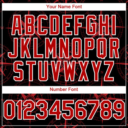 Custom Black Red-White 3D Pattern Design Navigation Compass Authentic Baseball Jersey - Sky-Custom