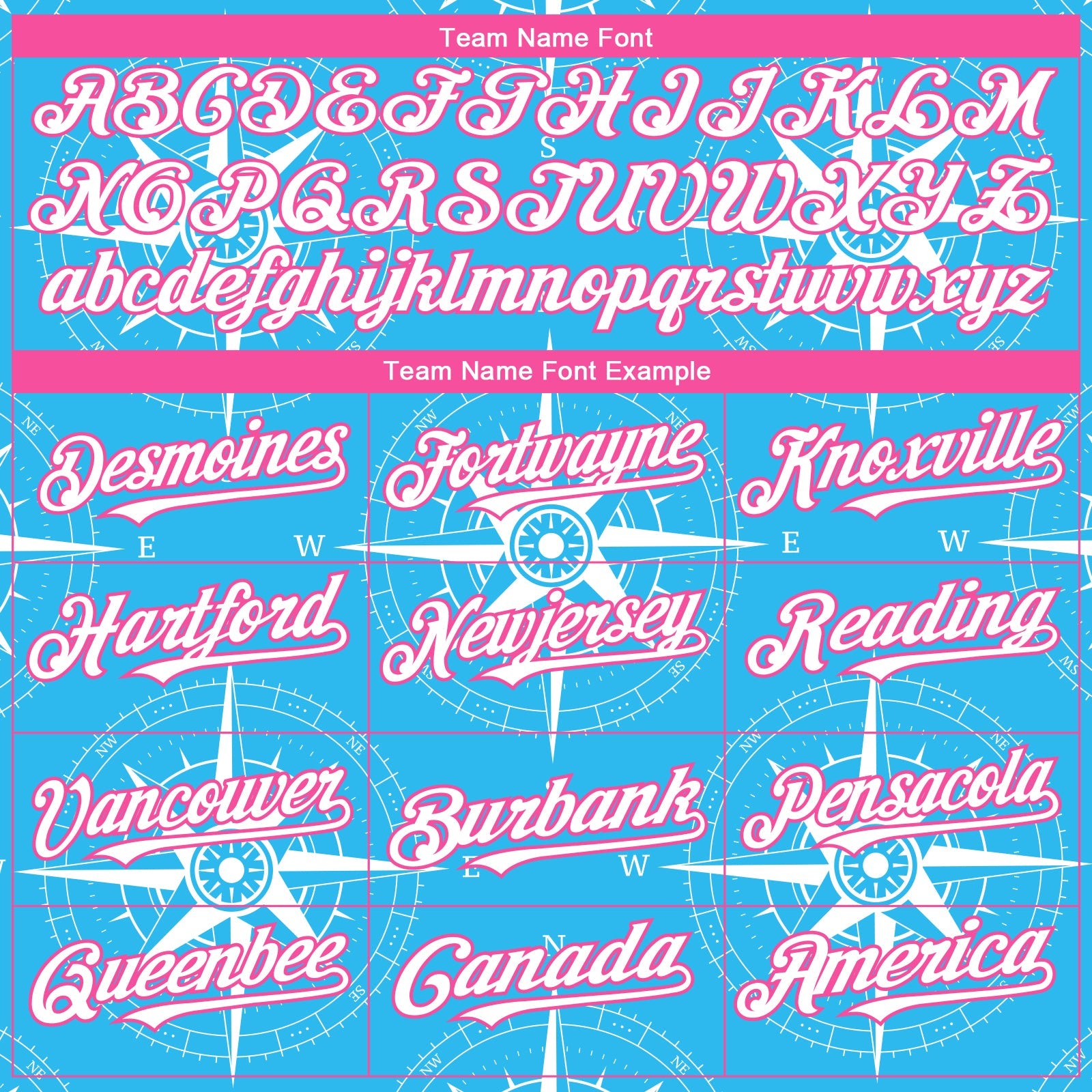 Custom Sky Blue White-Pink 3D Pattern Design Navigation Compass Authentic Baseball Jersey - Sky-Custom