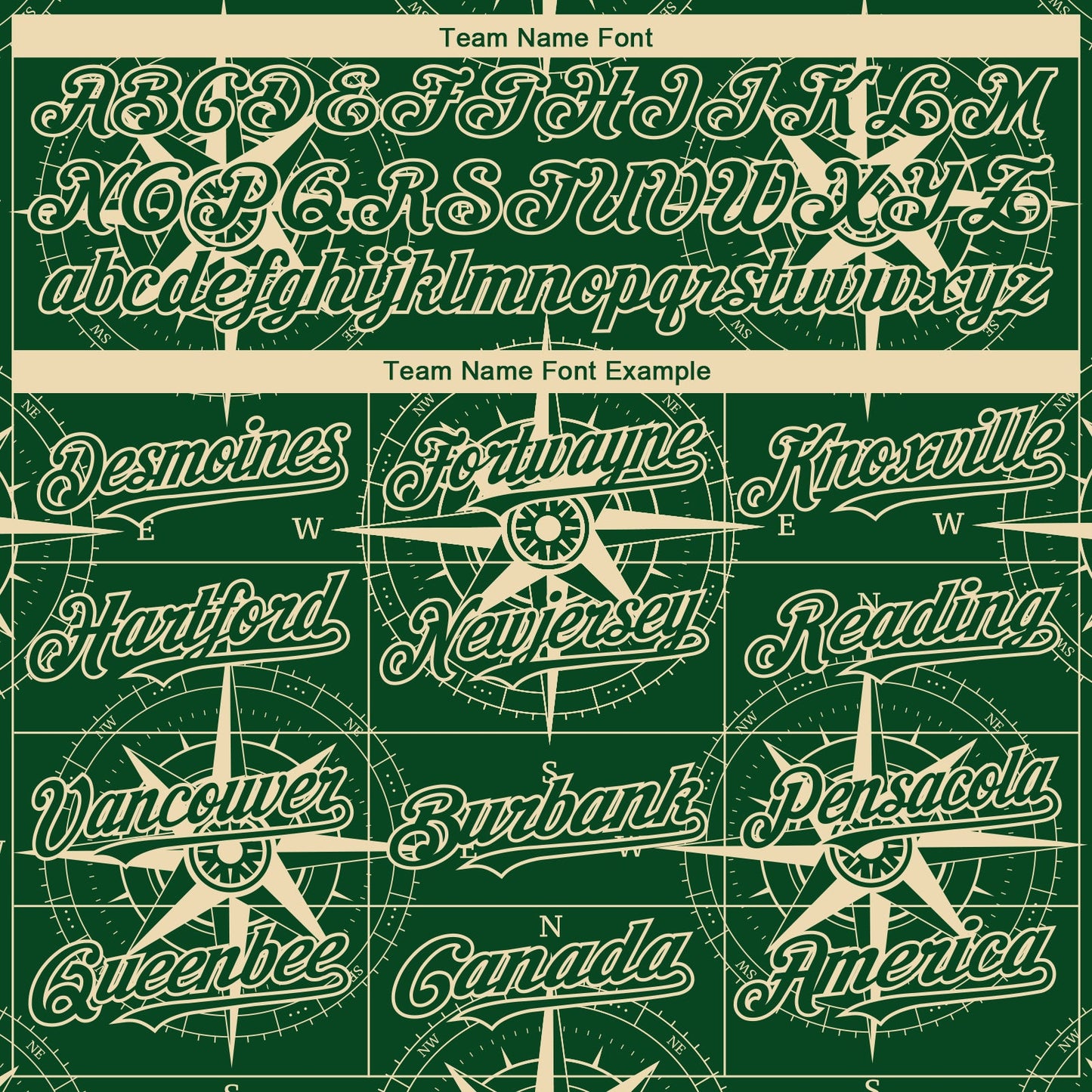 Custom Green City Cream 3D Pattern Design Navigation Compass Authentic Baseball Jersey - Sky-Custom
