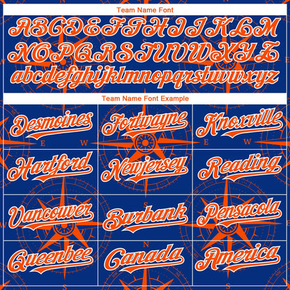 Custom Royal Orange-White 3D Pattern Design Navigation Compass Authentic Baseball Jersey - Sky-Custom