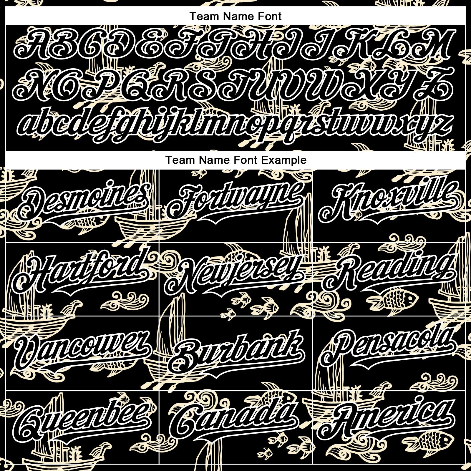 Custom Black White 3D Pattern Design Boats And Fish Authentic Baseball Jersey - Sky-Custom