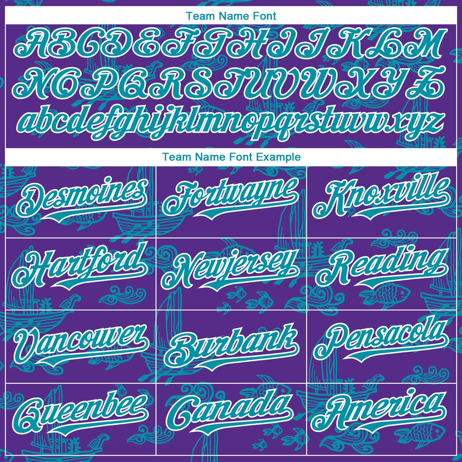 Custom Purple Teal-White 3D Pattern Design Boats And Fish Authentic Baseball Jersey - Sky-Custom