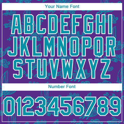 Custom Purple Teal-White 3D Pattern Design Boats And Fish Authentic Baseball Jersey - Sky-Custom