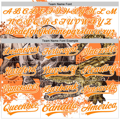 Custom White Bay Orange 3D Pattern Design Crocodile Authentic Baseball Jersey - Sky-Custom