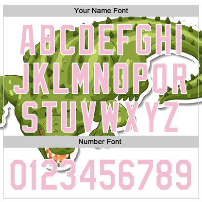 Custom White Medium Pink 3D Pattern Design Cartoon Crocodile Authentic Baseball Jersey - Sky-Custom