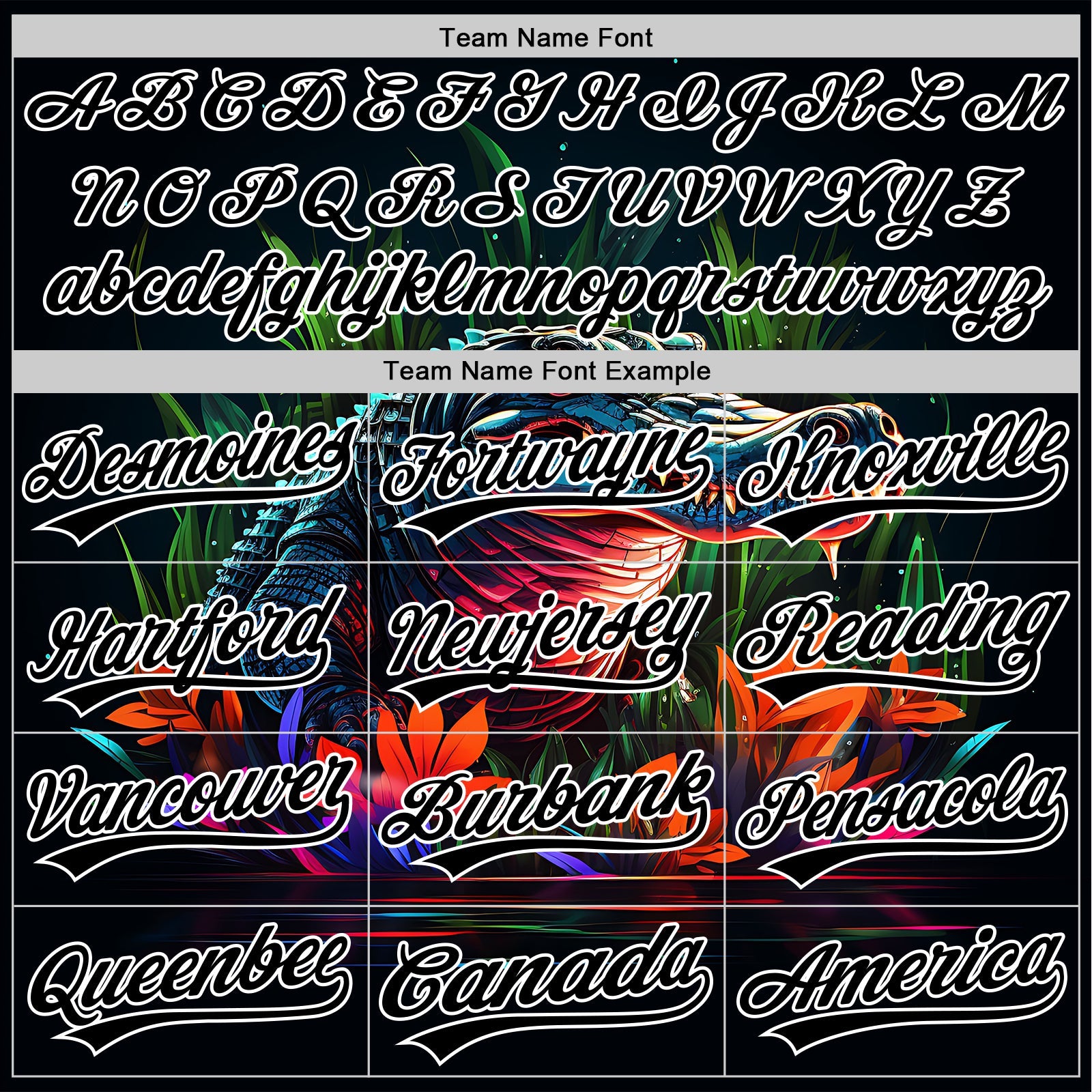 Custom Black White 3D Pattern Design Neon Crocodile Authentic Baseball Jersey - Sky-Custom