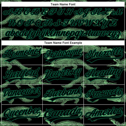 Custom Black Kelly Green 3D Pattern Design Crocodile Authentic Baseball Jersey - Sky-Custom