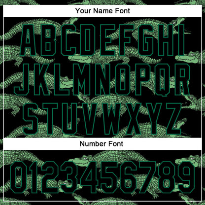 Custom Black Kelly Green 3D Pattern Design Crocodile Authentic Baseball Jersey - Sky-Custom