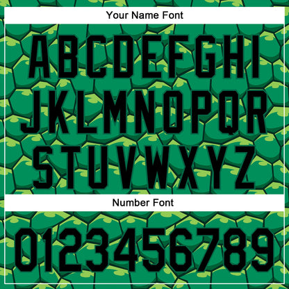 Custom Kelly Green Black 3D Pattern Design Turtle Shell Authentic Baseball Jersey - Sky-Custom
