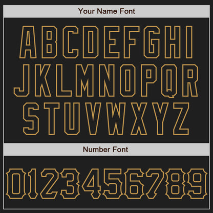 Custom Black Old Gold 3D Pattern Design Abstract Network Authentic Baseball Jersey - Sky-Custom