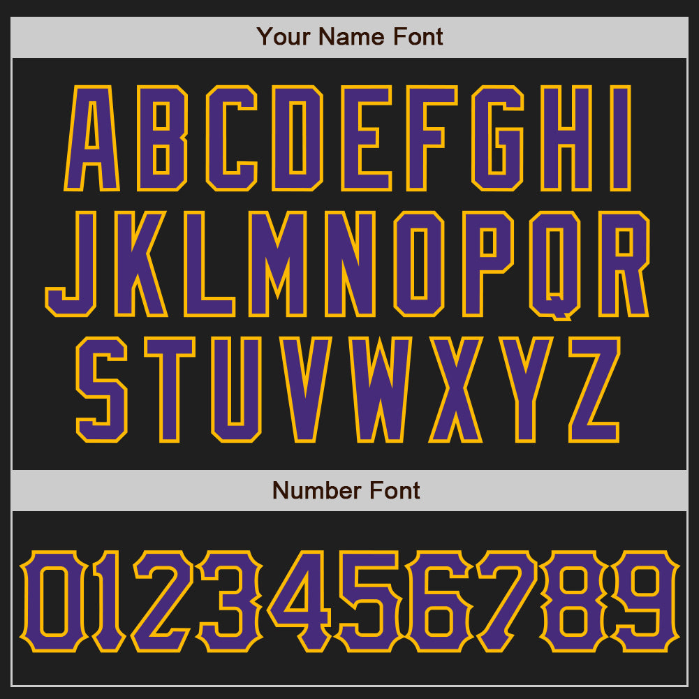 Custom Black Purple-Gold 3D Pattern Design Abstract Network Authentic Baseball Jersey - Sky-Custom